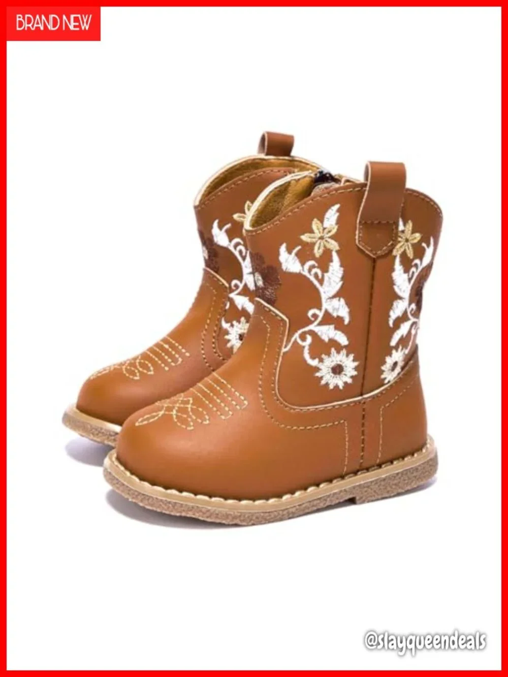Toddler Cowboy Boots Western Mid-Calf Microfiber PU Leather Round Toe